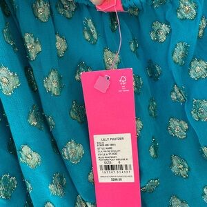 Lilly Pulitzer Teal and Gold One Shoulder Dress